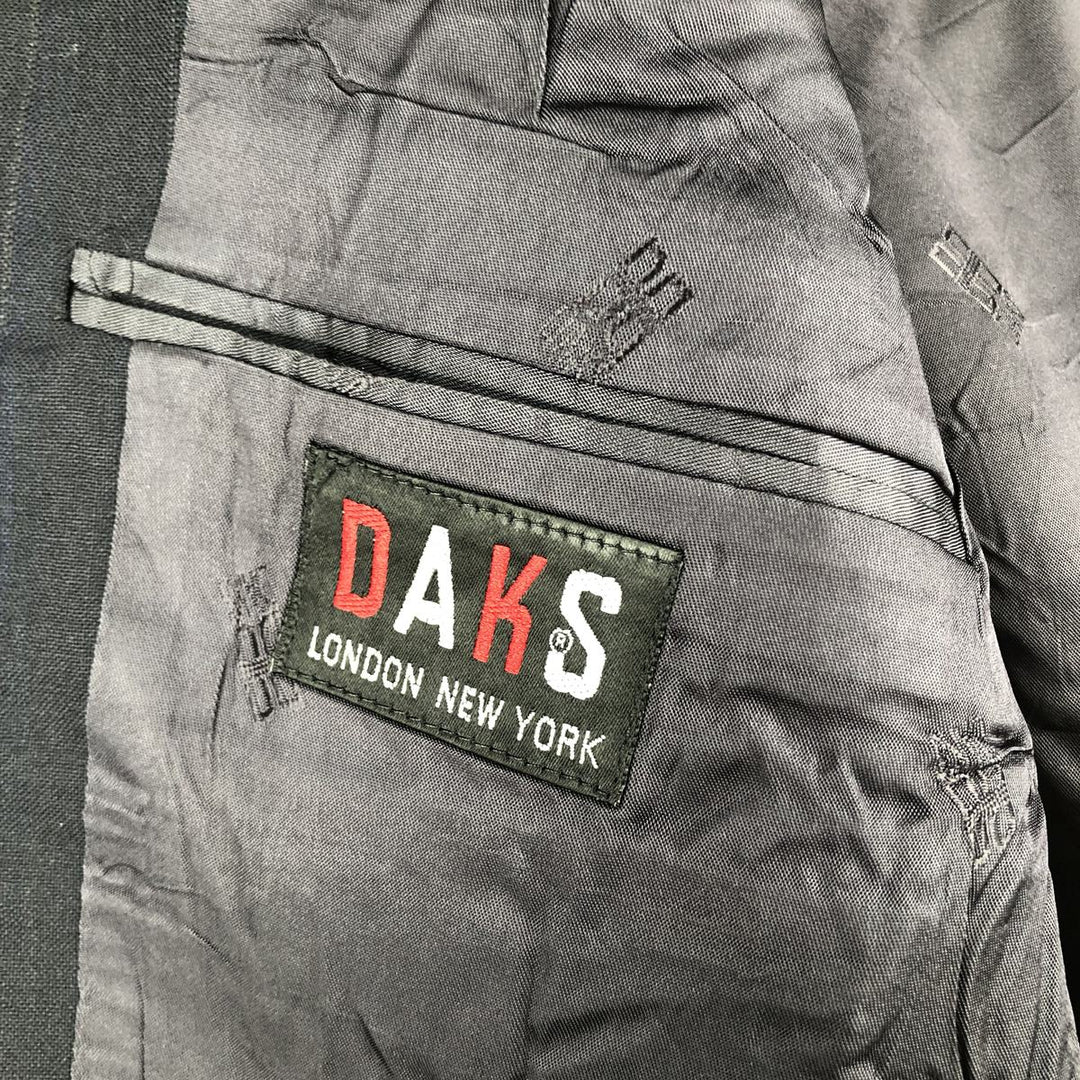 DAKS Striped Wool Tailored Jacket, Made in USA, Men's Size Medium wool navy blue type Vintage Second Hand