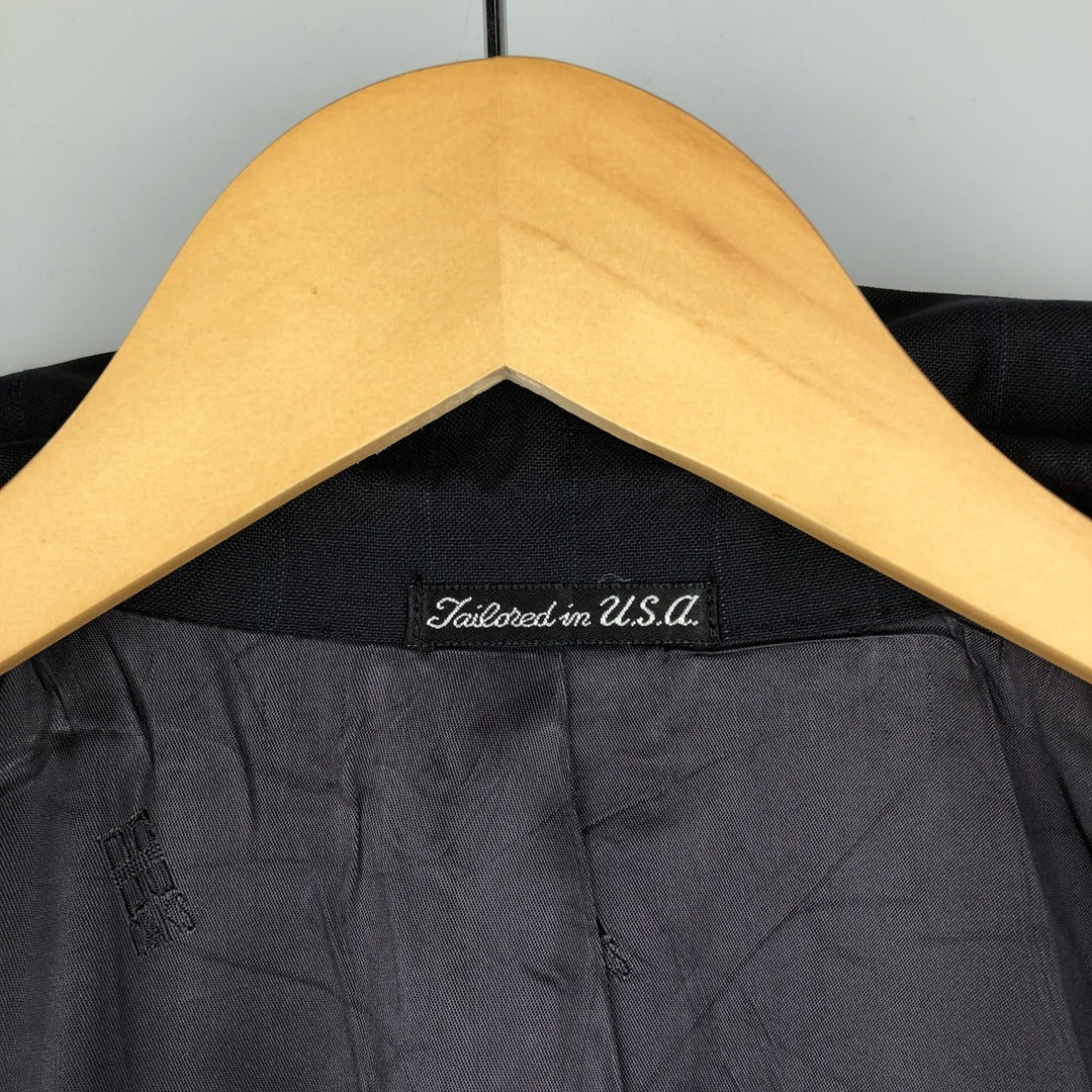 DAKS Striped Wool Tailored Jacket, Made in USA, Men's Size Medium wool navy blue type Vintage Second Hand