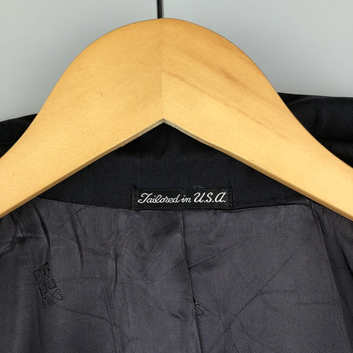 DAKS Striped Wool Tailored Jacket, Made in USA, Men's Size Medium wool navy blue type Vintage Second Hand