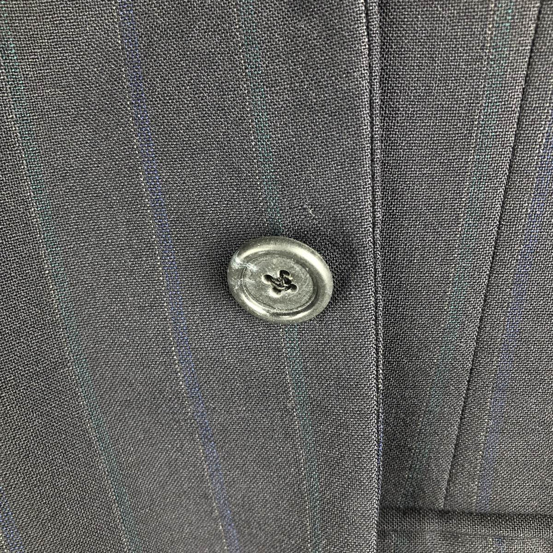 DAKS Striped Wool Tailored Jacket, Made in USA, Men's Size Medium wool navy blue type Vintage Second Hand