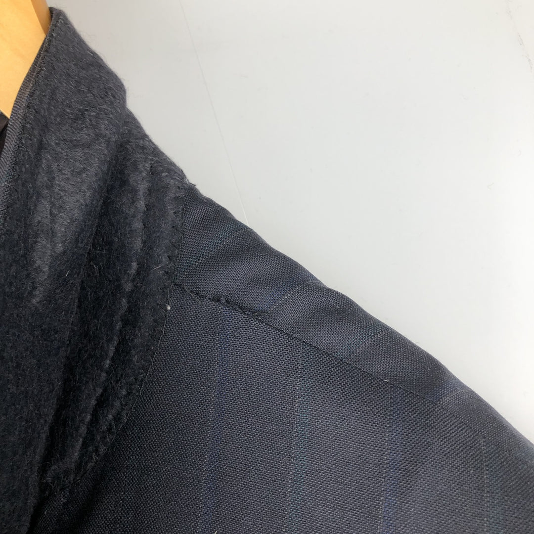 DAKS Striped Wool Tailored Jacket, Made in USA, Men's Size Medium wool navy blue type Vintage Second Hand