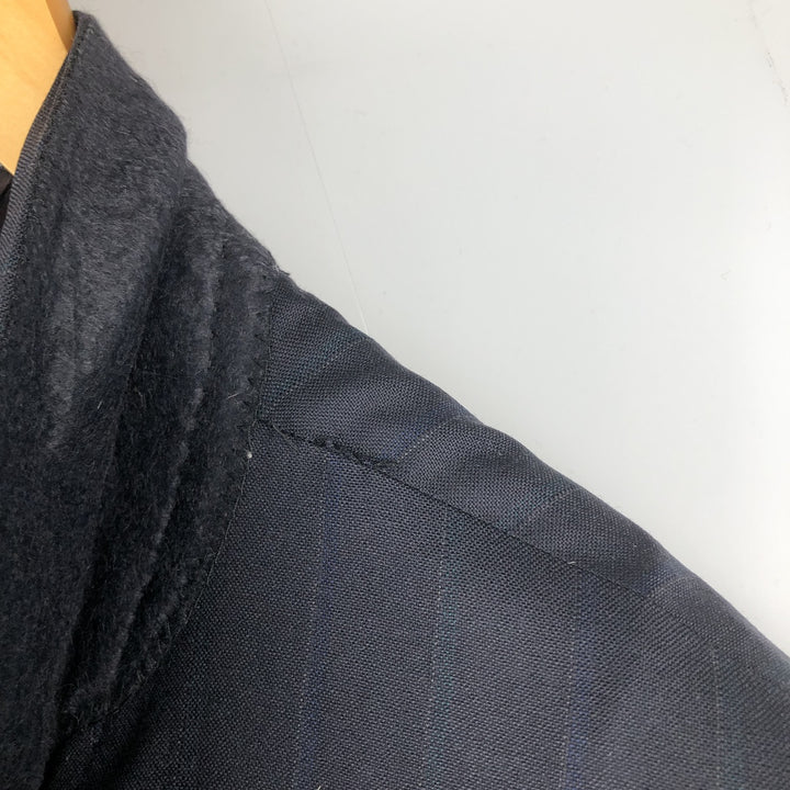 DAKS Striped Wool Tailored Jacket, Made in USA, Men's Size Medium wool navy blue type Vintage Second Hand