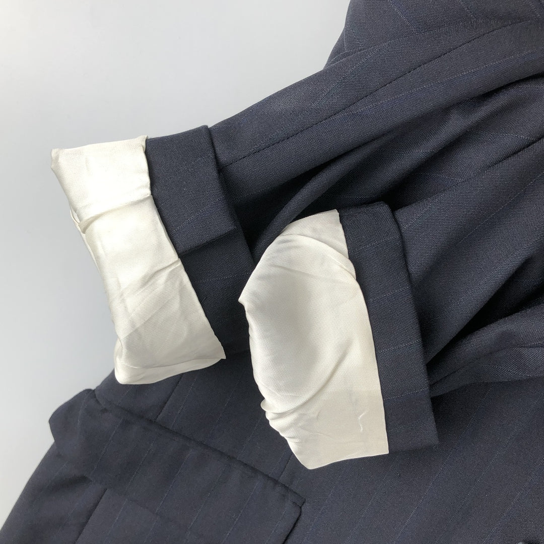 DAKS Striped Wool Tailored Jacket, Made in USA, Men's Size Medium wool navy blue type Vintage Second Hand