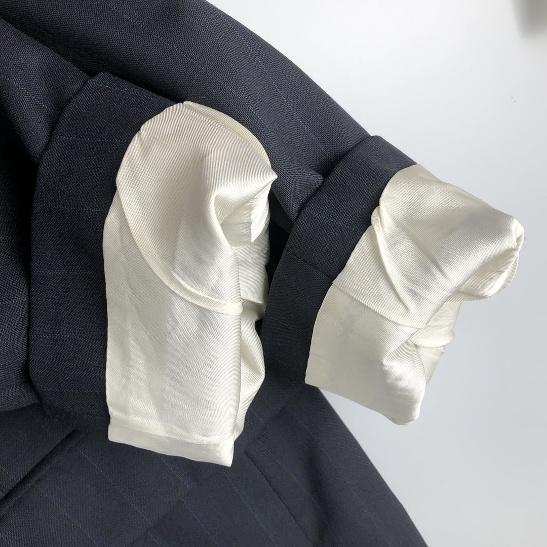 DAKS Striped Wool Tailored Jacket, Made in USA, Men's Size Medium wool navy blue type Vintage Second Hand