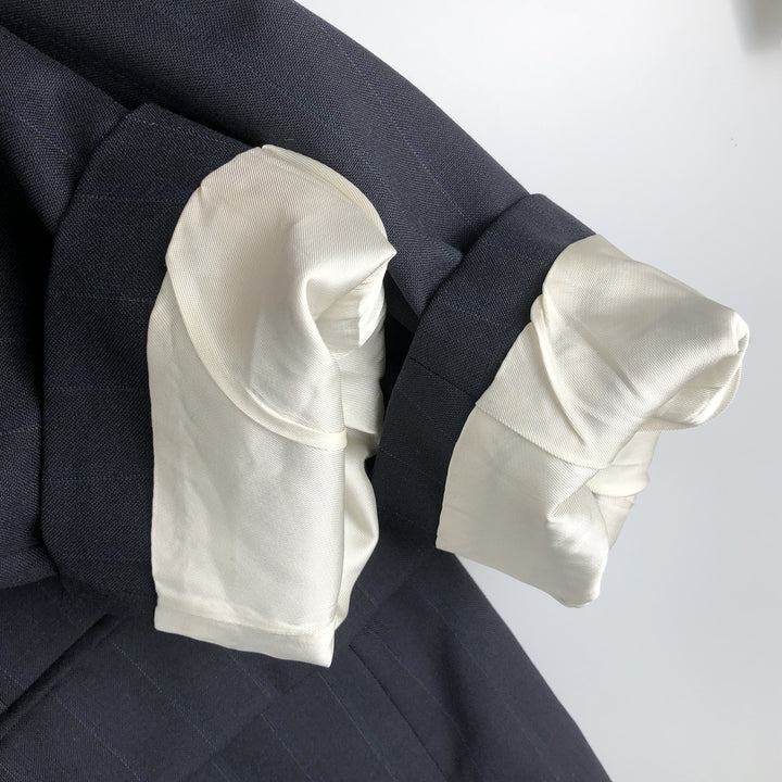 DAKS Striped Wool Tailored Jacket, Made in USA, Men's Size Medium wool navy blue type Vintage Second Hand