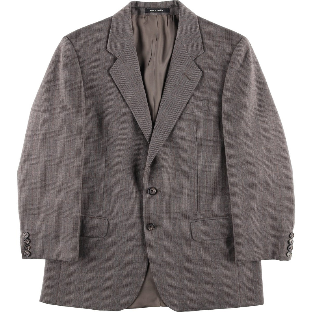St Michael Check Pattern Wool Tailored Jacket, Made in the UK, Men's Size Medium wool gray type Vintage Second Hand