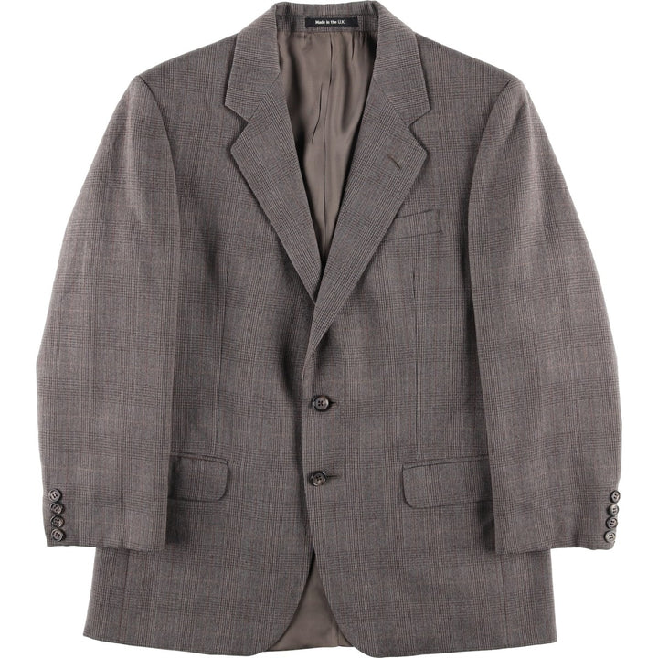 St Michael Check Pattern Wool Tailored Jacket, Made in the UK, Men's Size Medium wool gray type Vintage Second Hand