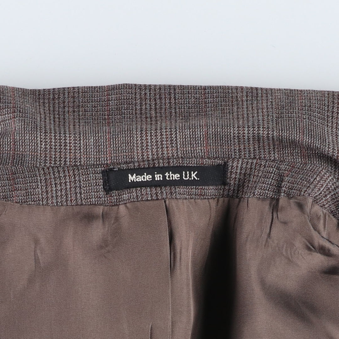 St Michael Check Pattern Wool Tailored Jacket, Made in the UK, Men's Size Medium wool gray type Vintage Second Hand