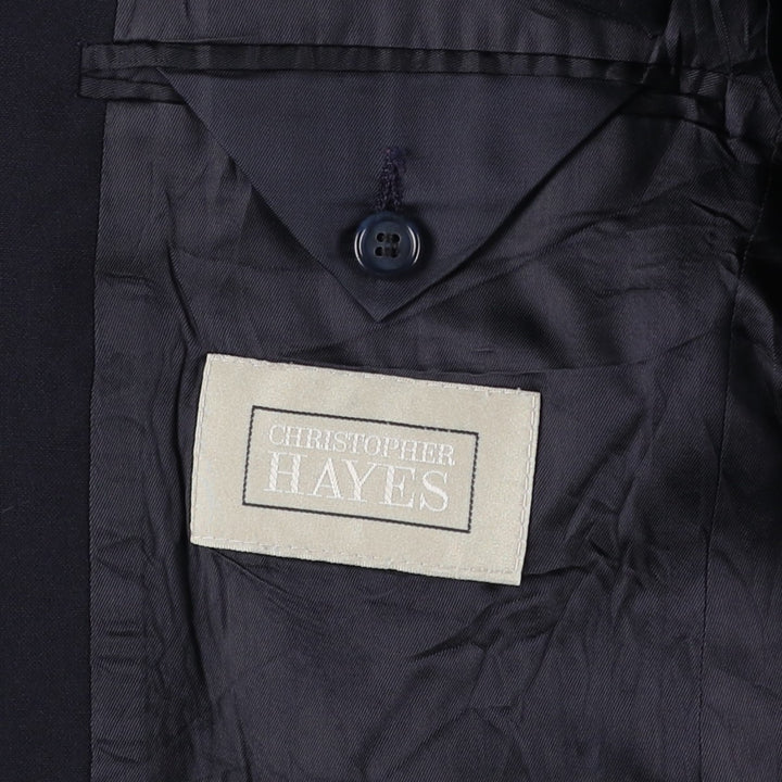 CHRISTOPHER HAYES Navy Blazer, Tailored Jacket, Made in USA, Men's Size M wool navy blue type Vintage Second Hand