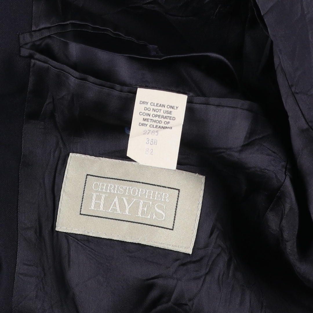 CHRISTOPHER HAYES Navy Blazer, Tailored Jacket, Made in USA, Men's Size M wool navy blue type Vintage Second Hand