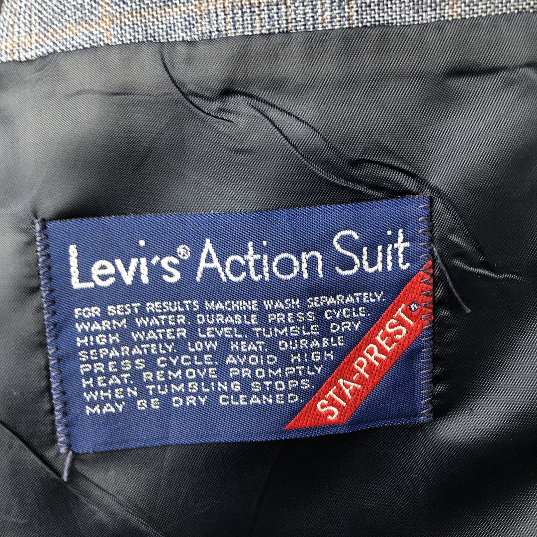 Vintage 70s-80'S Levi's Action Suit Sta-Press Check Pattern Tailored Jacket, Men's Size Medium unclear navy blue type Vintage Second Hand