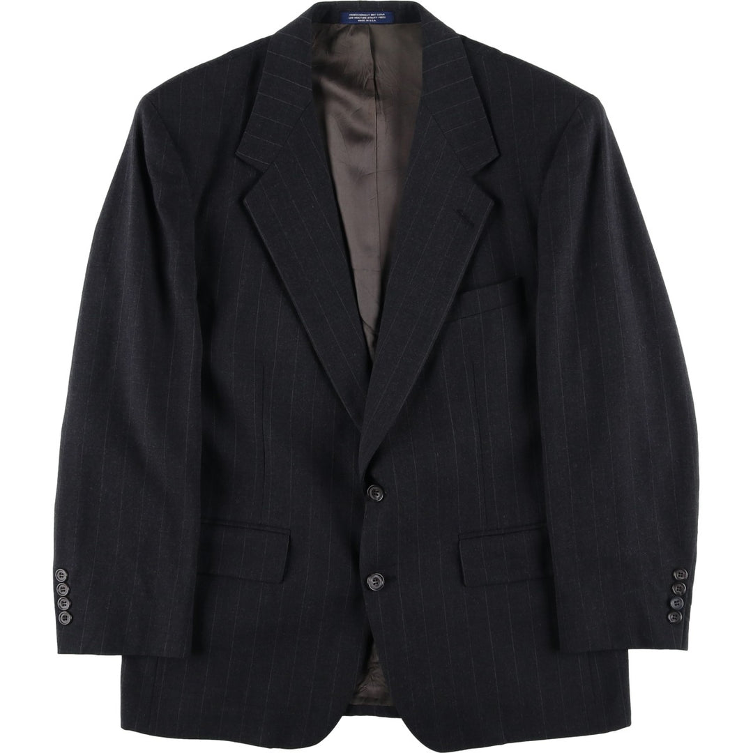 EVAN-PICONE Striped Wool Tailored Jacket, Made in USA, Men's Size L wool black type Vintage Second Hand