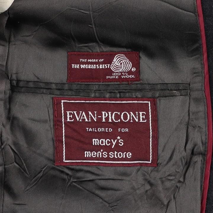 EVAN-PICONE Striped Wool Tailored Jacket, Made in USA, Men's Size L wool black type Vintage Second Hand