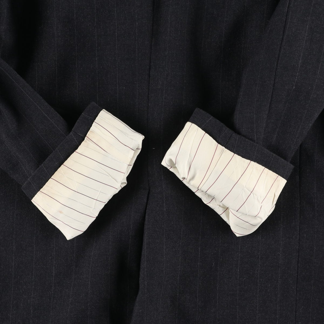 EVAN-PICONE Striped Wool Tailored Jacket, Made in USA, Men's Size L wool black type Vintage Second Hand