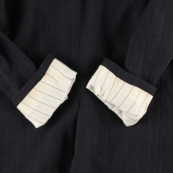 EVAN-PICONE Striped Wool Tailored Jacket, Made in USA, Men's Size L wool black type Vintage Second Hand