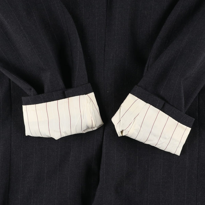 EVAN-PICONE Striped Wool Tailored Jacket, Made in USA, Men's Size L wool black type Vintage Second Hand