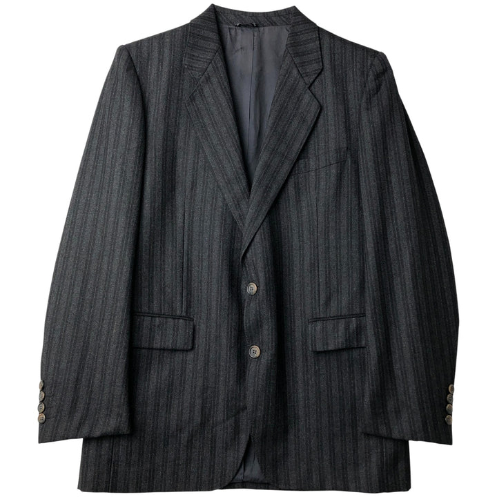 JACQUES FLASTER Striped Wool Tailored Jacket, Made in France, Men's Size M wool black type Vintage Second Hand