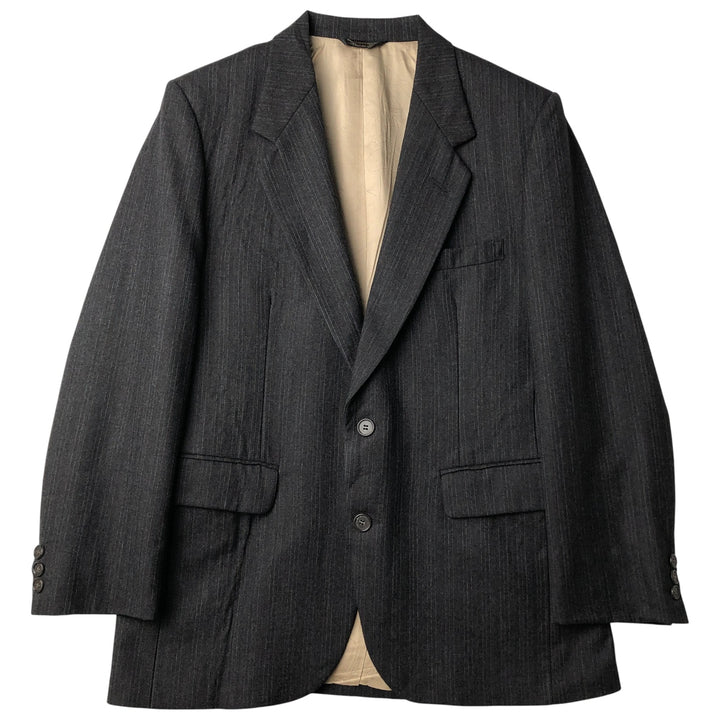 The Men's Wearhouse Striped Wool Tailored Jacket, Made in USA, Men's Size Medium wool Charcoal Vintage Second Hand