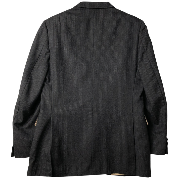The Men's Wearhouse Striped Wool Tailored Jacket, Made in USA, Men's Size Medium wool Charcoal Vintage Second Hand