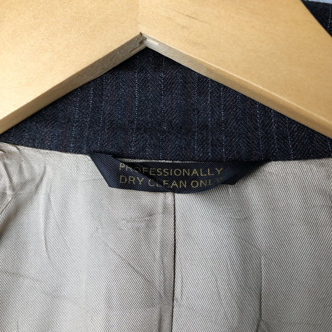 The Men's Wearhouse Striped Wool Tailored Jacket, Made in USA, Men's Size Medium wool Charcoal Vintage Second Hand