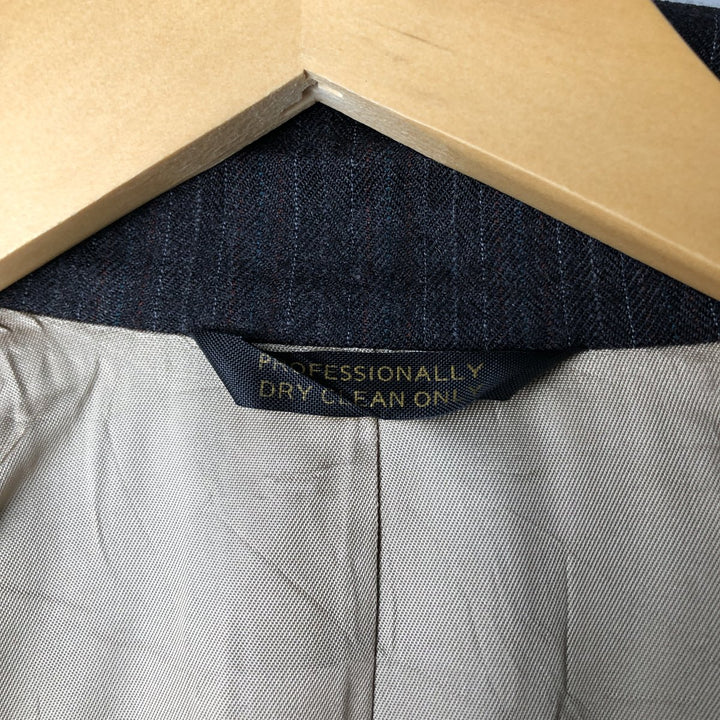 The Men's Wearhouse Striped Wool Tailored Jacket, Made in USA, Men's Size Medium wool Charcoal Vintage Second Hand