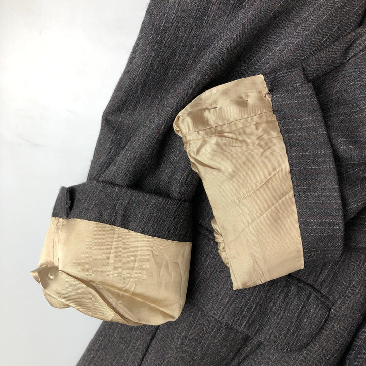 The Men's Wearhouse Striped Wool Tailored Jacket, Made in USA, Men's Size Medium wool Charcoal Vintage Second Hand