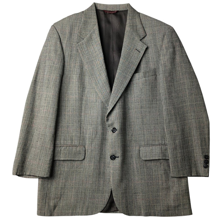 Bert Pulitzer Glen Plaid Wool Tailored Jacket, Made in USA, Men's Size M wool ivory Vintage Second Hand
