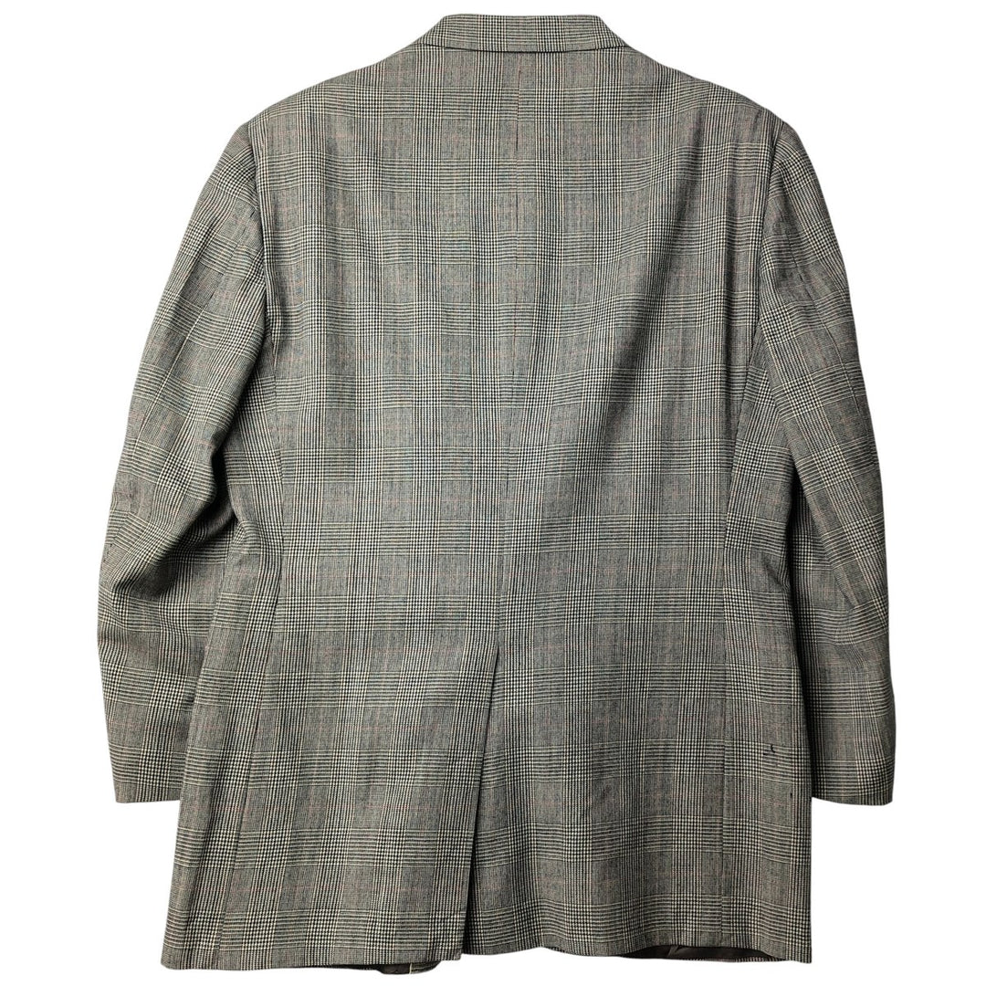 Bert Pulitzer Glen Plaid Wool Tailored Jacket, Made in USA, Men's Size M wool ivory Vintage Second Hand