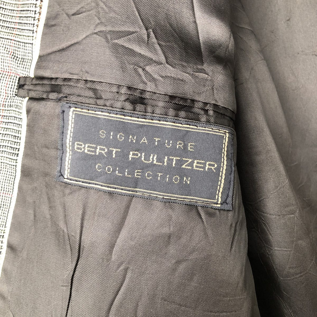 Bert Pulitzer Glen Plaid Wool Tailored Jacket, Made in USA, Men's Size M wool ivory Vintage Second Hand