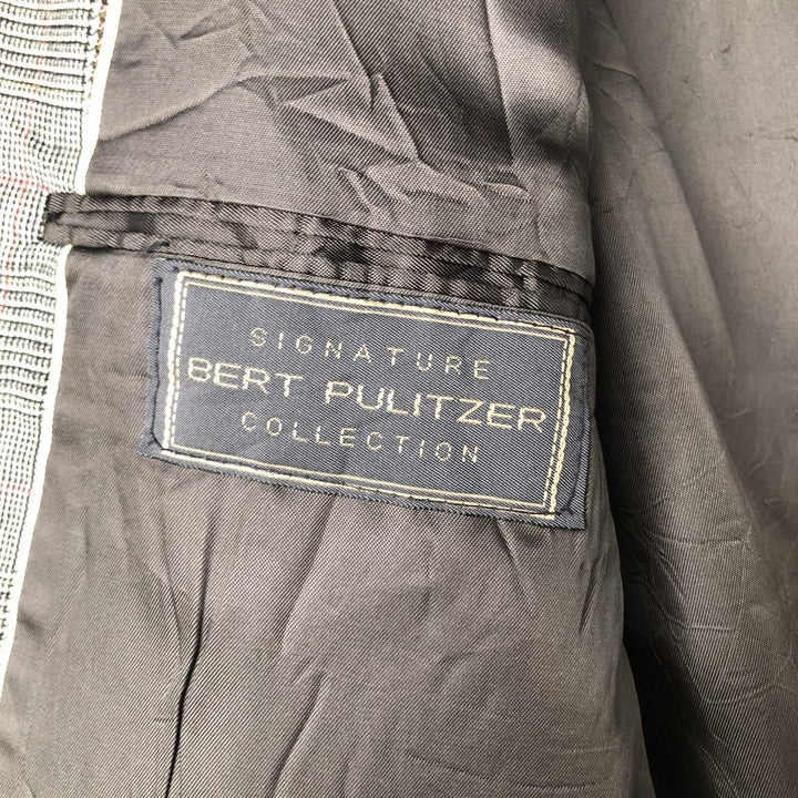 Bert Pulitzer Glen Plaid Wool Tailored Jacket, Made in USA, Men's Size M wool ivory Vintage Second Hand
