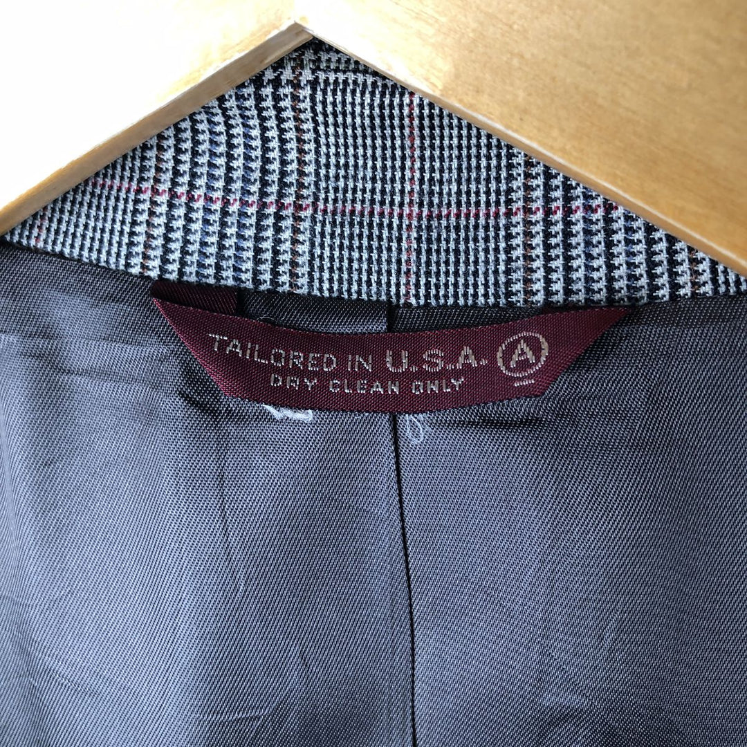 Bert Pulitzer Glen Plaid Wool Tailored Jacket, Made in USA, Men's Size M wool ivory Vintage Second Hand