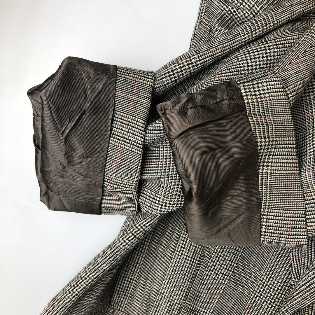 Bert Pulitzer Glen Plaid Wool Tailored Jacket, Made in USA, Men's Size M wool ivory Vintage Second Hand