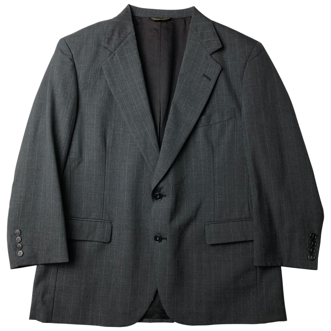 Kasper Striped Wool Tailored Jacket, Made in USA, Men's Size Medium unclear Charcoal Vintage Second Hand