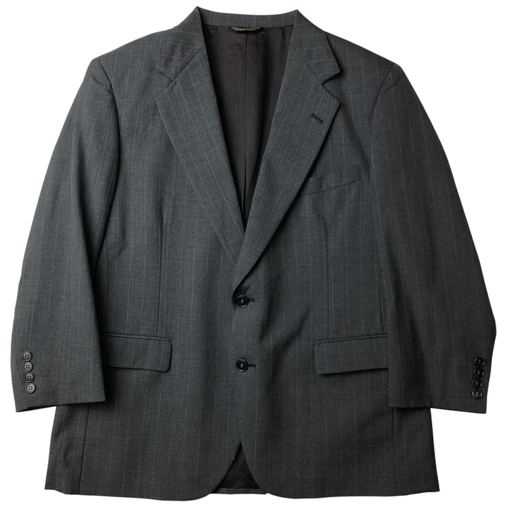 Kasper Striped Wool Tailored Jacket, Made in USA, Men's Size Medium unclear Charcoal Vintage Second Hand