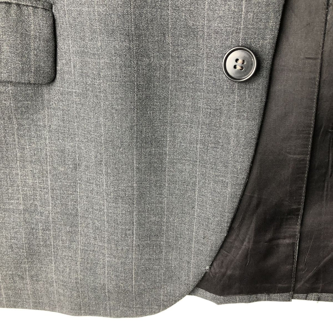 Kasper Striped Wool Tailored Jacket, Made in USA, Men's Size Medium unclear Charcoal Vintage Second Hand