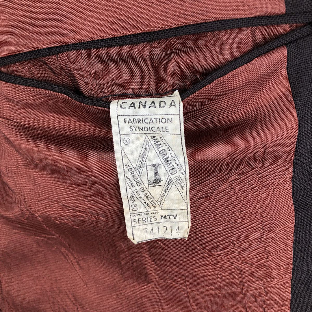 Wool tailored jacket, made in Canada, men's size S polyester brown type Vintage Second Hand