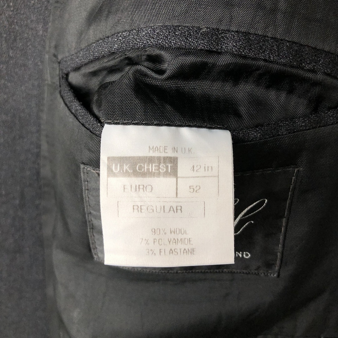 The Label Double-Breasted Peak Lapel Wool Tailored Jacket, Made in England, Men's Size L wool Charcoal Vintage Second Hand