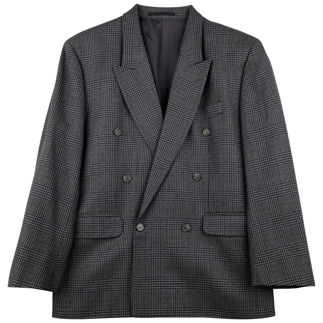 next Glen Check Peak Lapel Double-Breasted Wool Tailored Jacket Men's Size M wool gray type Vintage Second Hand
