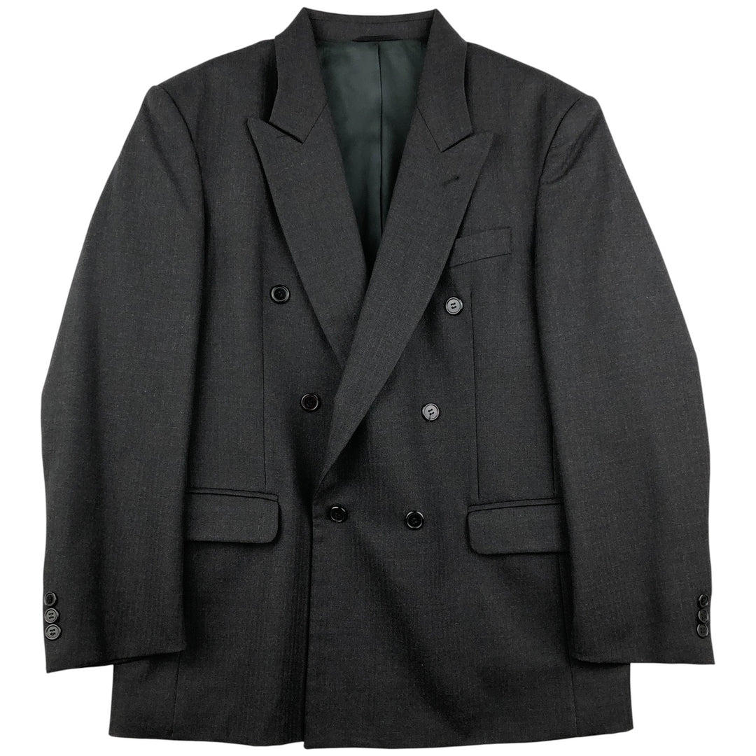 SKOPES Peak Lapel Double-Breasted Wool Tailored Jacket, Men's Size Medium wool Charcoal Vintage Second Hand