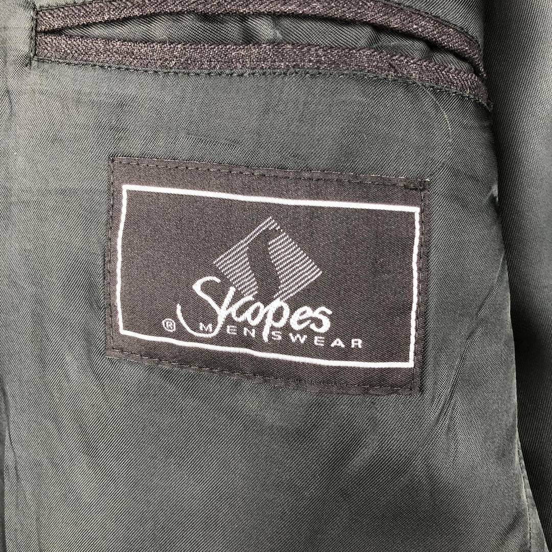 SKOPES Peak Lapel Double-Breasted Wool Tailored Jacket, Men's Size Medium wool Charcoal Vintage Second Hand