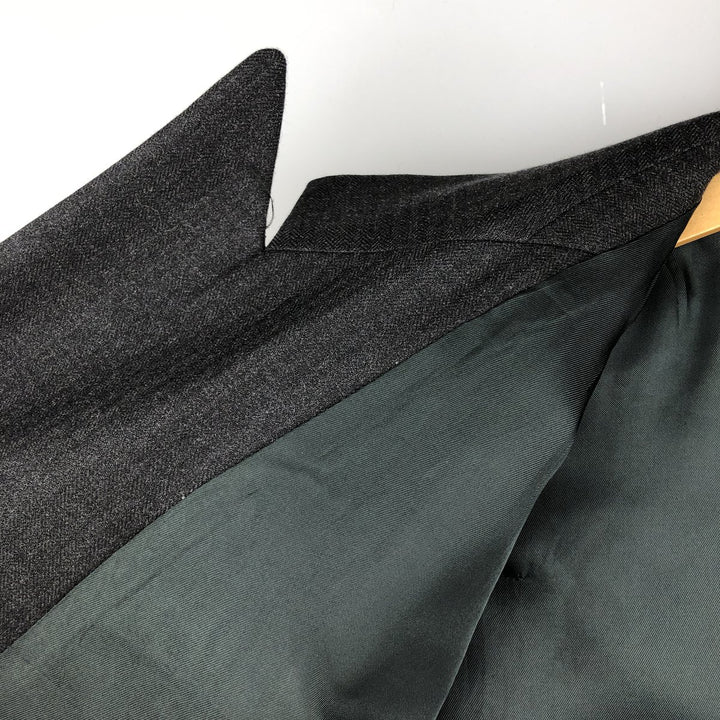 SKOPES Peak Lapel Double-Breasted Wool Tailored Jacket, Men's Size Medium wool Charcoal Vintage Second Hand