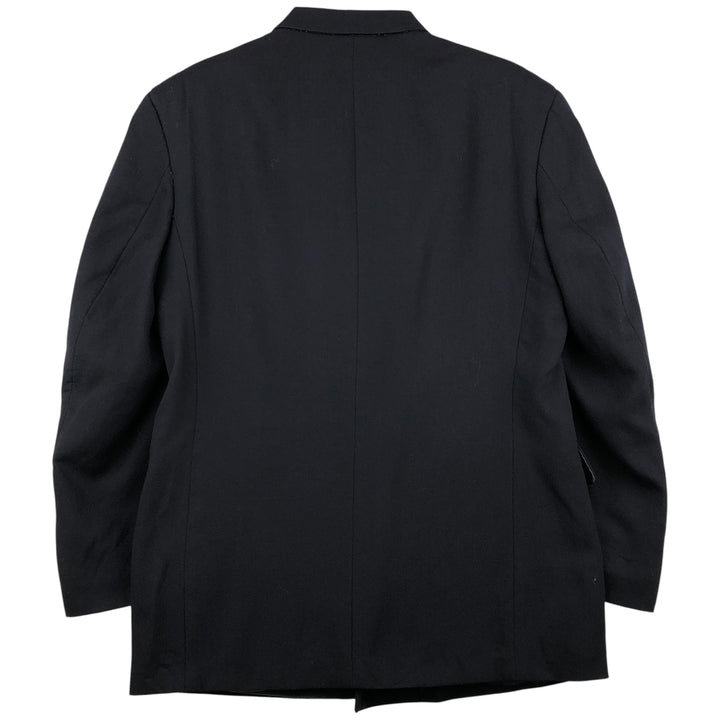 Vintage 90'S ADOLFO double-breasted peak lapel wool tailored jacket, men's size M wool navy blue type Vintage Second Hand