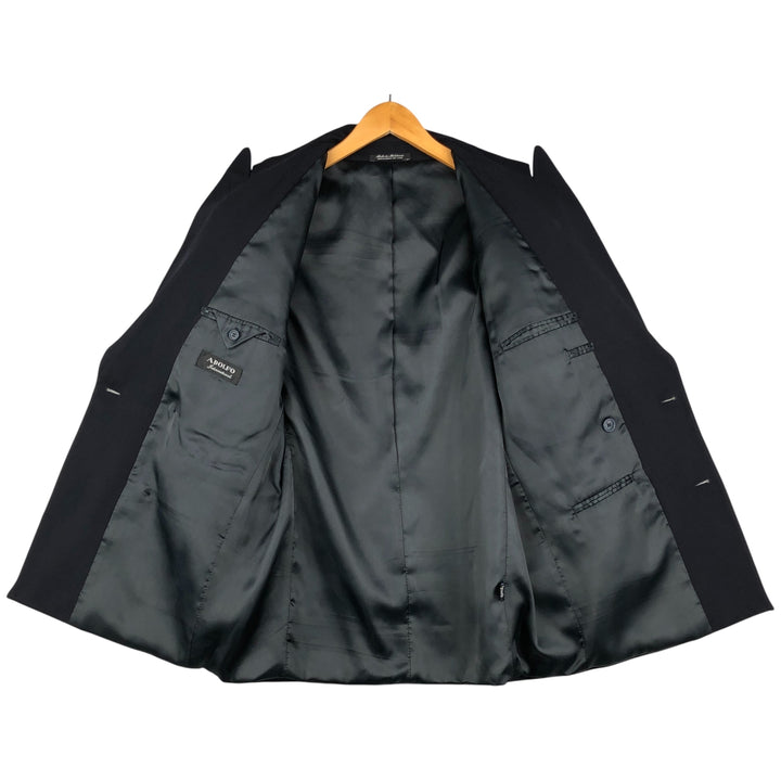 Vintage 90'S ADOLFO double-breasted peak lapel wool tailored jacket, men's size M wool navy blue type Vintage Second Hand