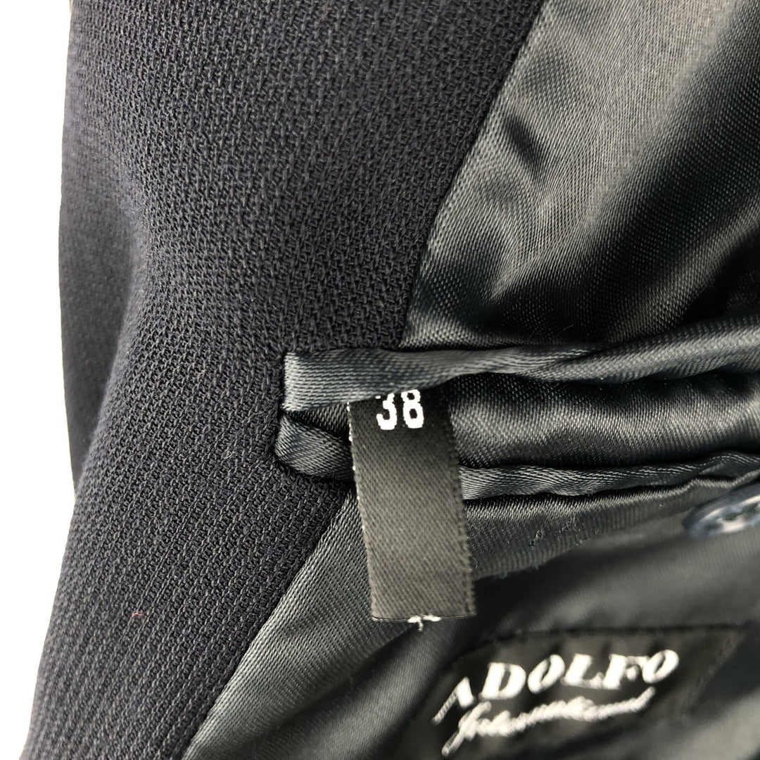 Vintage 90'S ADOLFO double-breasted peak lapel wool tailored jacket, men's size M wool navy blue type Vintage Second Hand