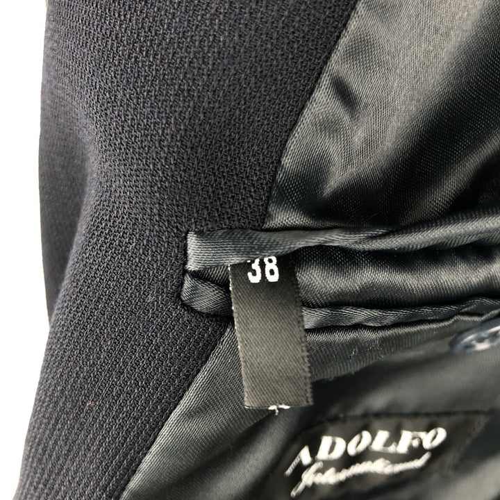 Vintage 90'S ADOLFO double-breasted peak lapel wool tailored jacket, men's size M wool navy blue type Vintage Second Hand