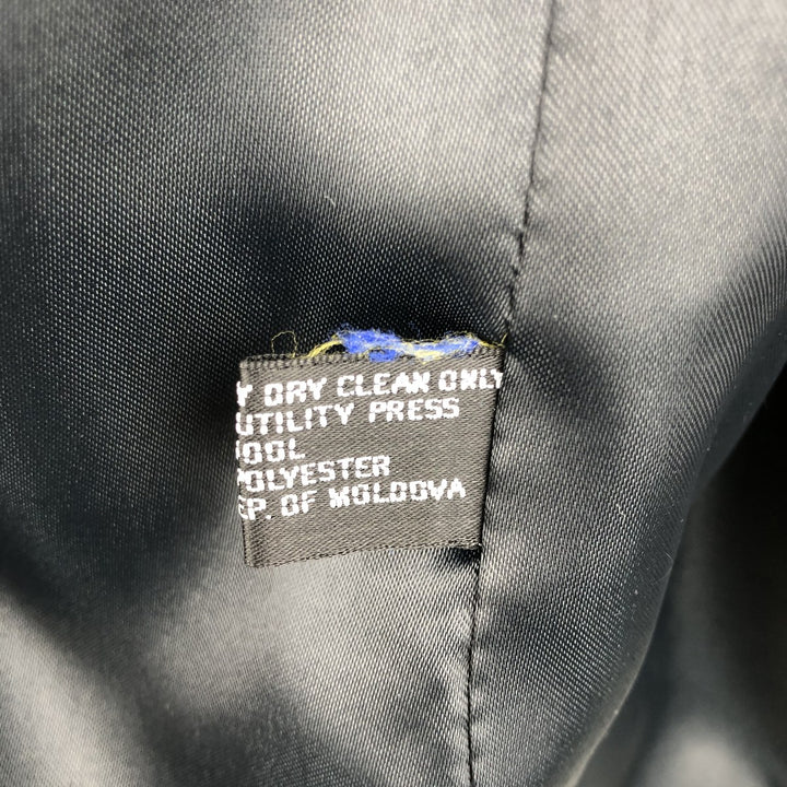 Vintage 90'S ADOLFO double-breasted peak lapel wool tailored jacket, men's size M wool navy blue type Vintage Second Hand
