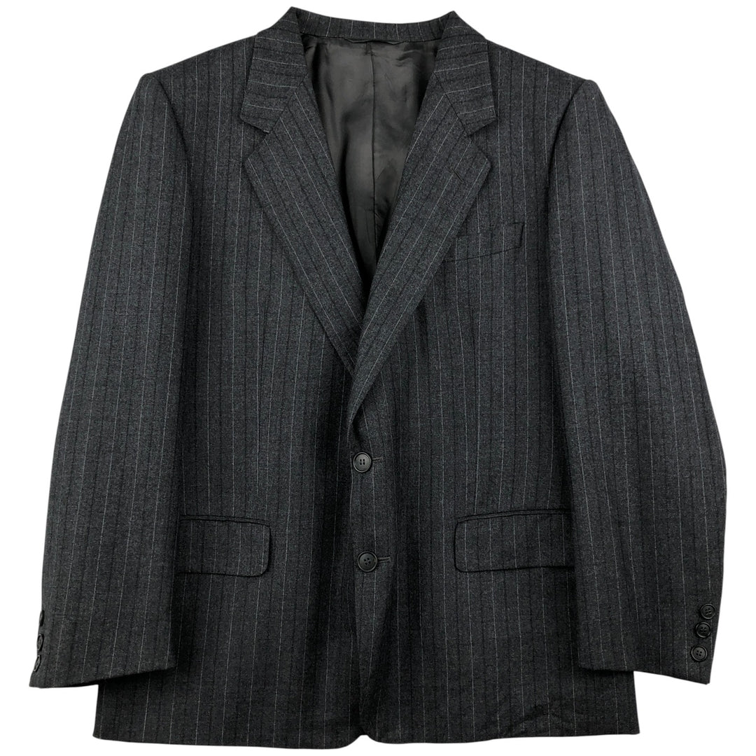 Fuentecapal Striped Pattern Wool Tailored Jacket, Men's Size L wool Charcoal Vintage Second Hand