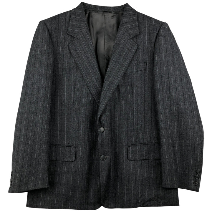 Fuentecapal Striped Pattern Wool Tailored Jacket, Men's Size L wool Charcoal Vintage Second Hand