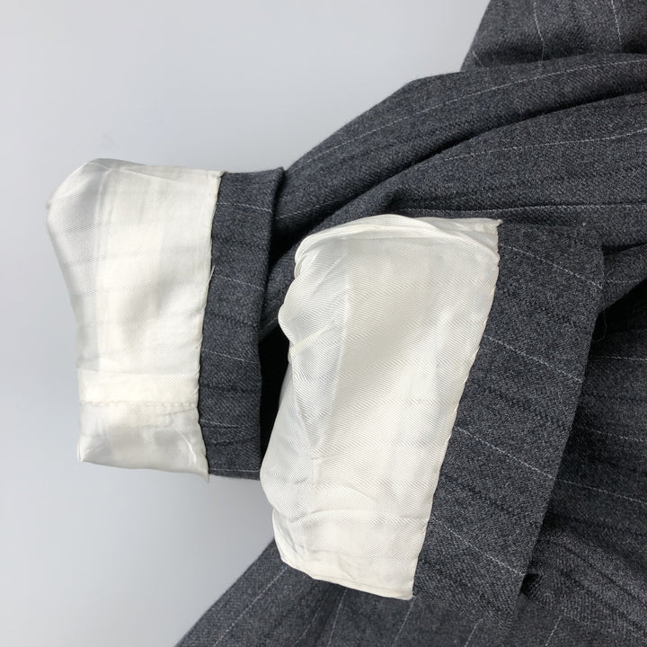 Fuentecapal Striped Pattern Wool Tailored Jacket, Men's Size L wool Charcoal Vintage Second Hand