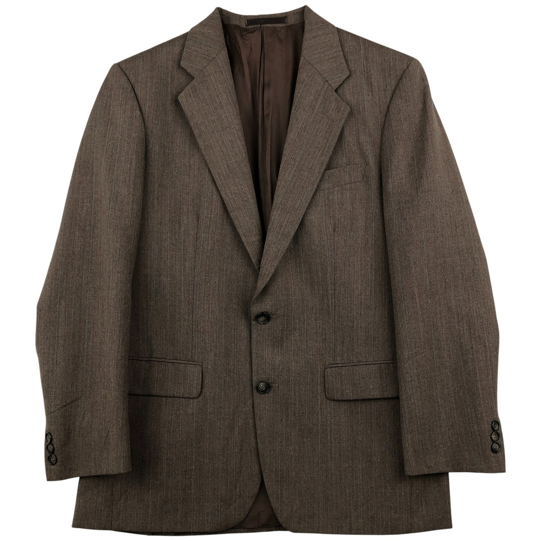 St. Michael MARKS and SPENCER Striped Polyester and Wool Tailored Jacket, Made in the UK, Men's Size M polyester brown type Vintage Second Hand